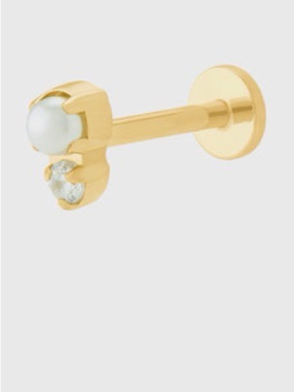 STUDS Gold Pearl and CZ Labret Stud 
NWT NEVER WORN 
ONLY ONE EARRING